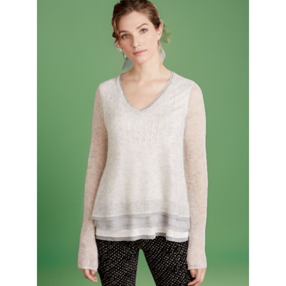 Anthropologie Knitted & Knotted Alessia Alpaca Blend Sweater - Summer Weight